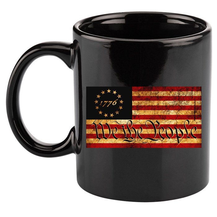 1776 We The People US Flag Visually Aged And Distressed 11oz C Handle Ceramic Mug