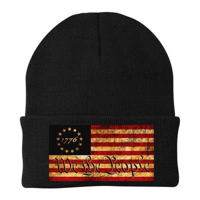 1776 We The People US Flag Visually Aged And Distressed Beanie