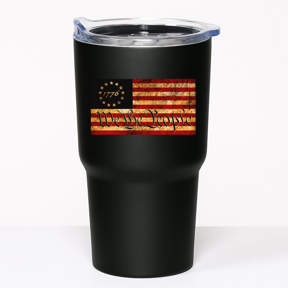 1776 We The People US Flag Visually Aged And Distressed Tumbler