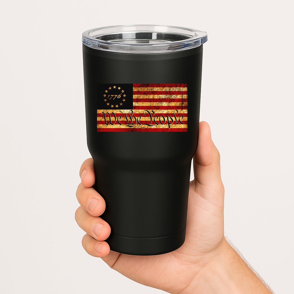 1776 We The People US Flag Visually Aged And Distressed Tumbler