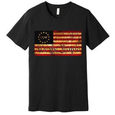 1776 We The People US Flag Visually Aged And Distressed Premium T-Shirt