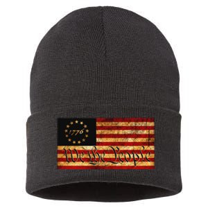 1776 We The People US Flag Visually Aged And Distressed Sustainable Knit Beanie