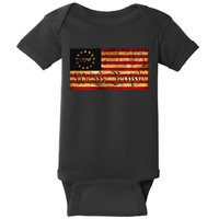 1776 We The People US Flag Visually Aged And Distressed Baby Bodysuit