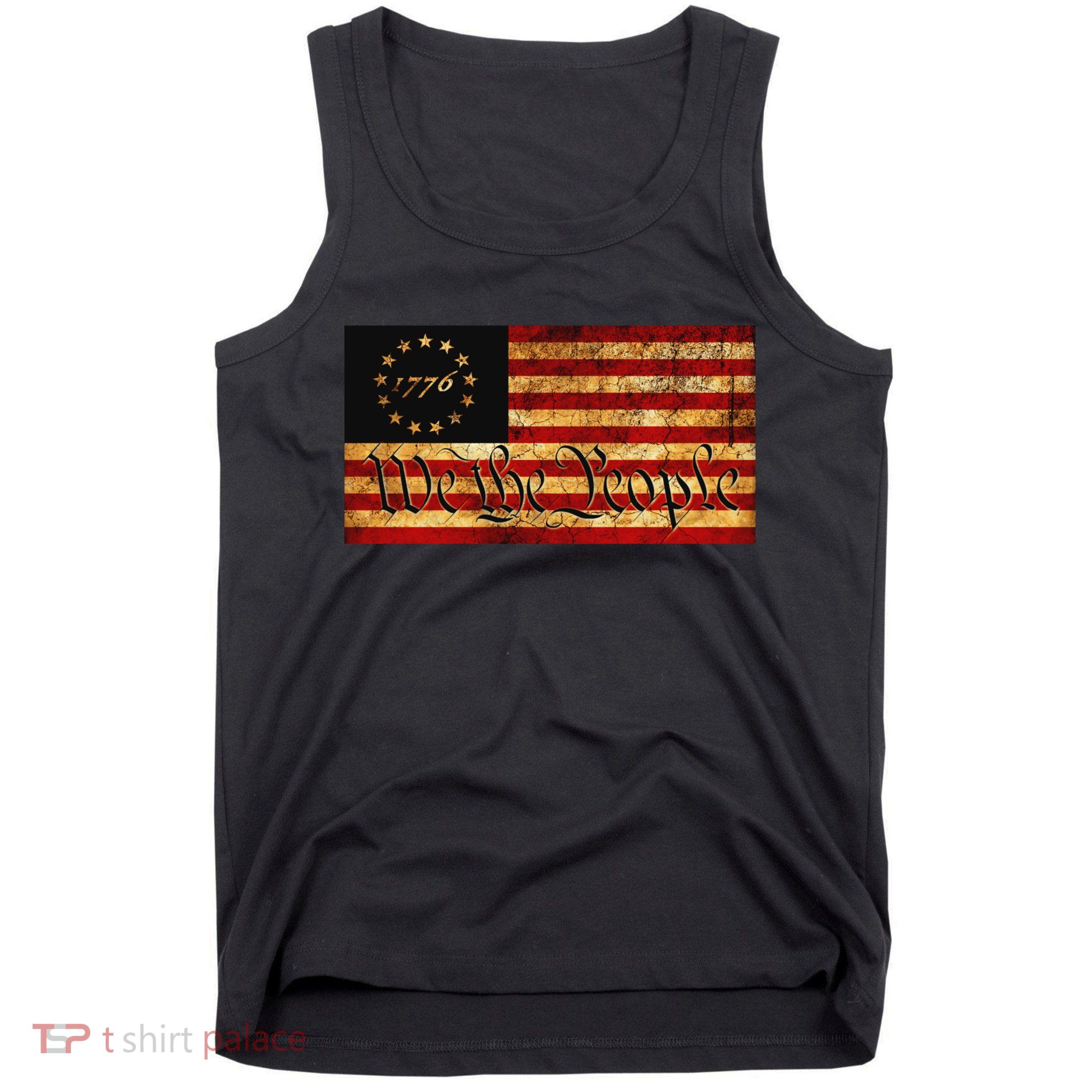 1776 We The People US Flag Visually Aged And Distressed Tank Top