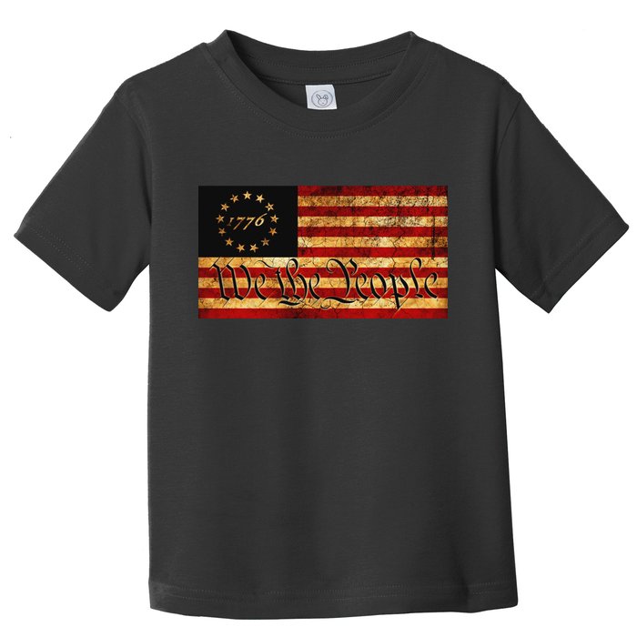 1776 We The People US Flag Visually Aged And Distressed Toddler T-Shirt