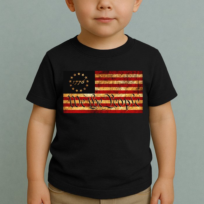 1776 We The People US Flag Visually Aged And Distressed Toddler T-Shirt