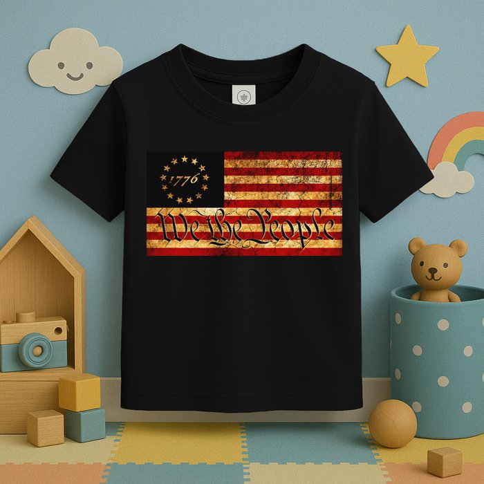 1776 We The People US Flag Visually Aged And Distressed Toddler T-Shirt