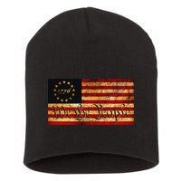 1776 We The People US Flag Visually Aged And Distressed Short Acrylic Beanie