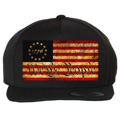 1776 We The People US Flag Visually Aged And Distressed Wool Snapback Cap