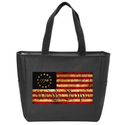 1776 We The People US Flag Visually Aged And Distressed Zip Tote Bag