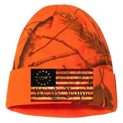 1776 We The People US Flag Visually Aged And Distressed Kati Licensed 12" Camo Beanie