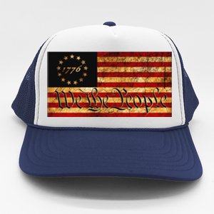 1776 We The People US Flag Visually Aged And Distressed Trucker Hat