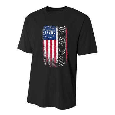1776 We The People Betsy Ross American Flag Youth Performance Sprint T-Shirt