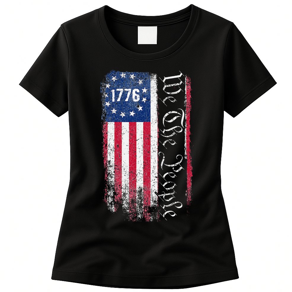 1776 We The People Betsy Ross American Flag Womens T-Shirt