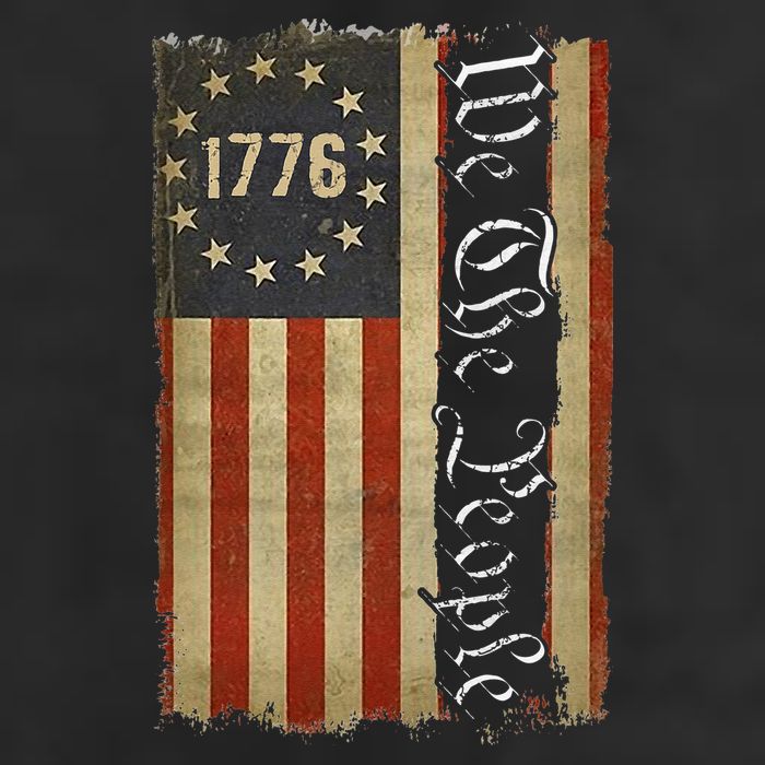 1776 We the People Betsy Ross 4th Of July American Flag 7 Panel Mesh Trucker Snapback Hat
