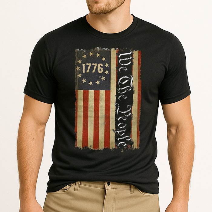 1776 We the People Betsy Ross 4th Of July American Flag Cooling Performance Crew T-Shirt