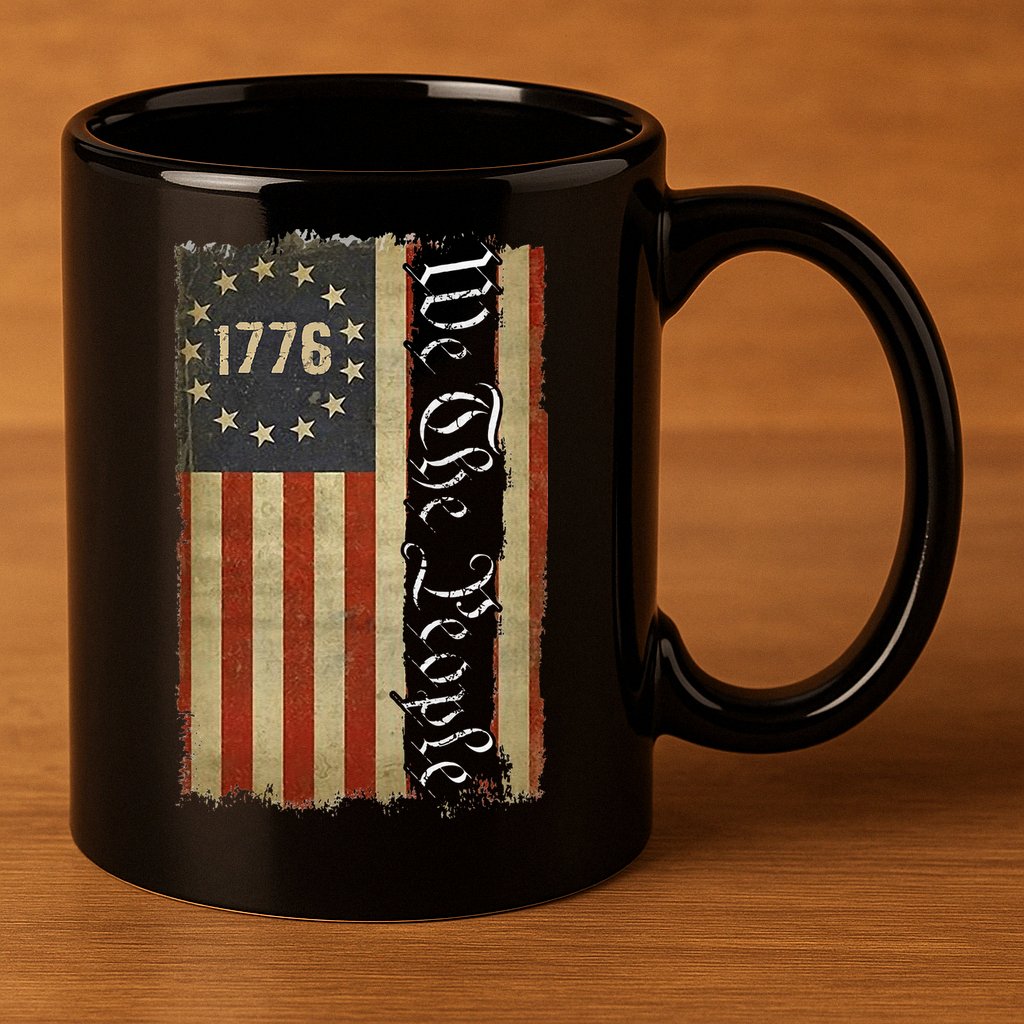 1776 We the People Betsy Ross 4th Of July American Flag 11oz C Handle Ceramic Mug
