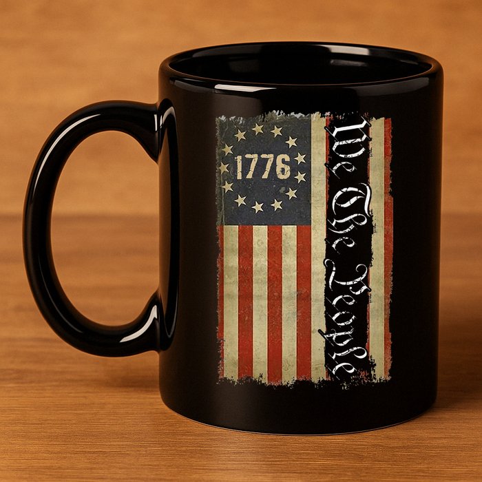 1776 We the People Betsy Ross 4th Of July American Flag 11oz C Handle Ceramic Mug