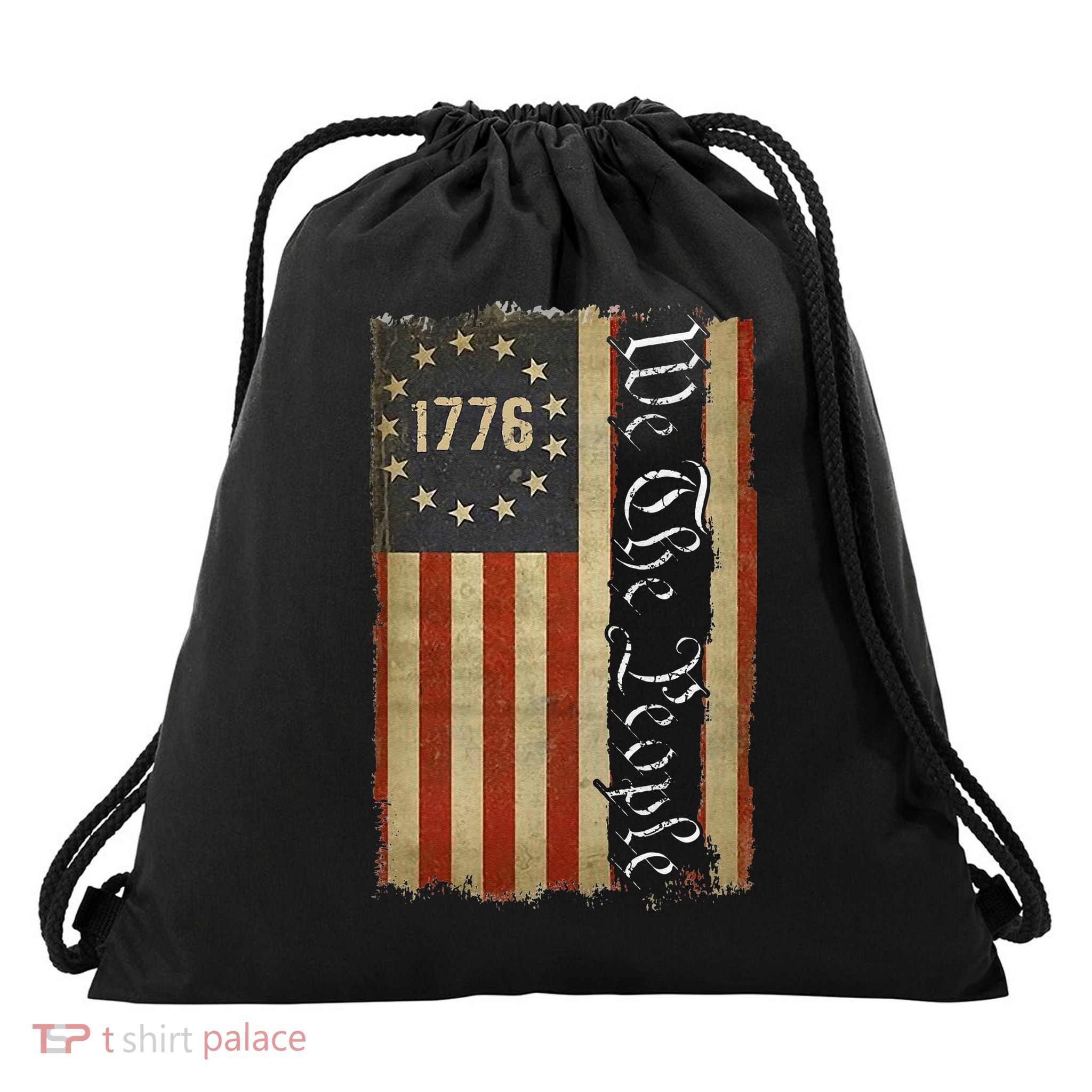 1776 We the People Betsy Ross 4th Of July American Flag Drawstring Bag