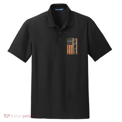 1776 We the People Betsy Ross 4th Of July American Flag Dry Zone Grid Polo