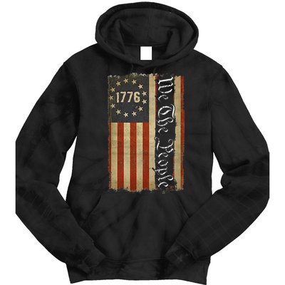 1776 We the People Betsy Ross 4th Of July American Flag Tie Dye Hoodie
