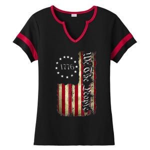 1776 We The People Patriotic American Constitution Ladies Halftime Notch Neck Tee