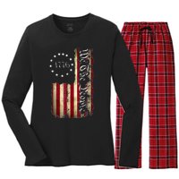 1776 We The People Patriotic American Constitution Women's Long Sleeve Flannel Pajama Set 