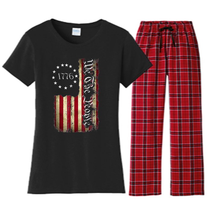 1776 We The People Patriotic American Constitution Women's Flannel Pajama Set