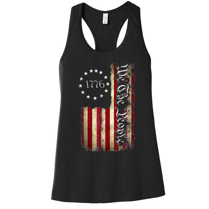 1776 We The People Patriotic American Constitution Women's Racerback Tank