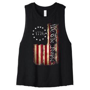 1776 We The People Patriotic American Constitution Women's Racerback Cropped Tank