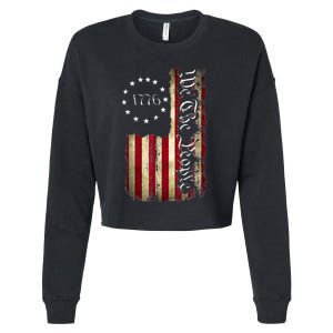 1776 We The People Patriotic American Constitution Cropped Pullover Crew