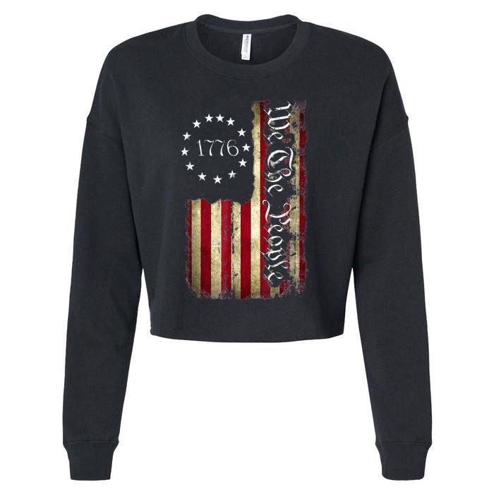 1776 We The People Patriotic American Constitution Cropped Pullover Crew