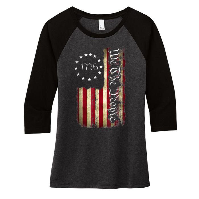 1776 We The People Patriotic American Constitution Women's Tri-Blend 3/4-Sleeve Raglan Shirt