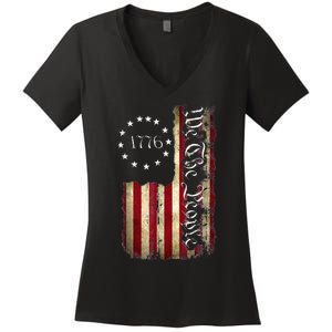 1776 We The People Patriotic American Constitution Women's V-Neck T-Shirt