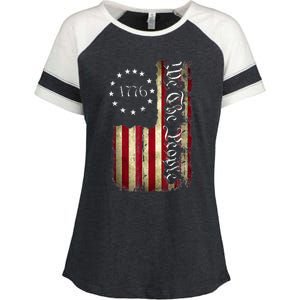 1776 We The People Patriotic American Constitution Enza Ladies Jersey Colorblock Tee