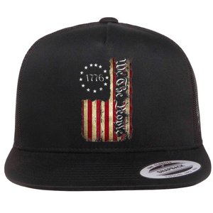 1776 We The People Patriotic American Constitution Flat Bill Trucker Hat