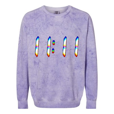 1111 Wake Up Its 11 11 Synchronicity Numerology Angel Colorblast Crewneck Sweatshirt