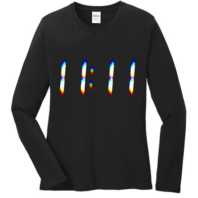 1111 Wake Up Its 11 11 Synchronicity Numerology Angel Ladies Long Sleeve Shirt