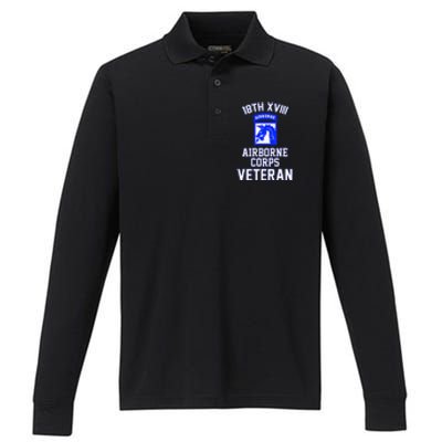 18th XVIII Airborne Corps Veteran Fathers Day Veterans Day Performance Long Sleeve Polo