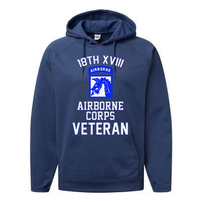 18th XVIII Airborne Corps Veteran Fathers Day Veterans Day Performance Fleece Hoodie