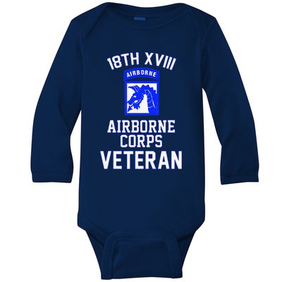 18th XVIII Airborne Corps Veteran Fathers Day Veterans Day Baby Long Sleeve Bodysuit