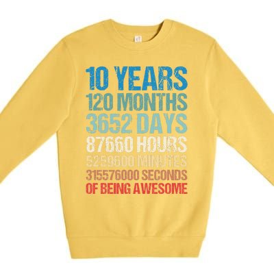 10 Years 120 Months Of Being Awesome 10th Birthday Gifts Premium Crewneck Sweatshirt