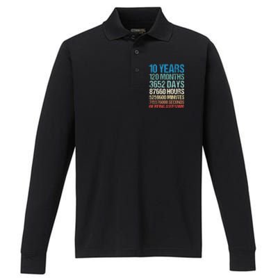 10 Years 120 Months Of Being Awesome 10th Birthday Gifts Performance Long Sleeve Polo