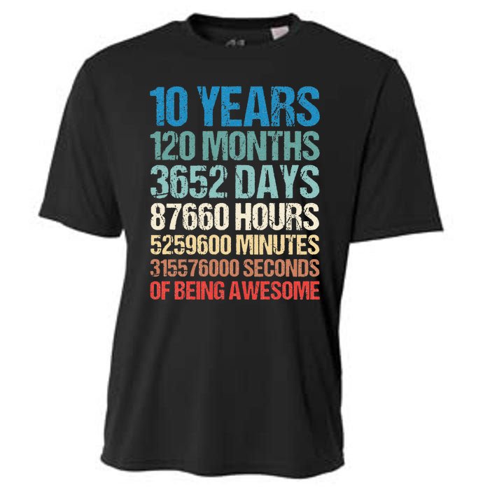 10 Years 120 Months Of Being Awesome 10th Birthday Gifts Cooling Performance Crew T-Shirt