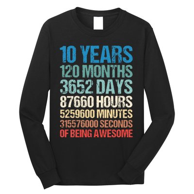 10 Years 120 Months Of Being Awesome 10th Birthday Gifts Long Sleeve Shirt