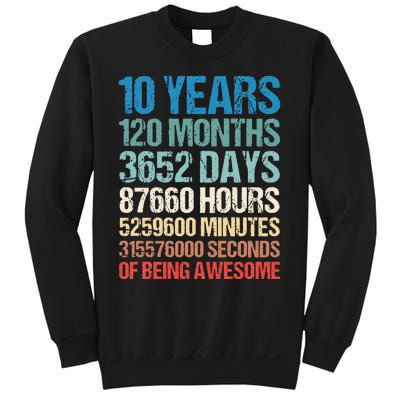 10 Years 120 Months Of Being Awesome 10th Birthday Gifts Sweatshirt