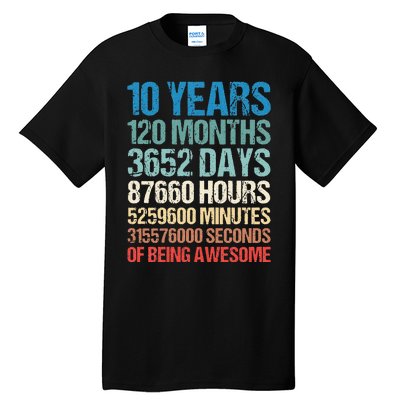 10 Years 120 Months Of Being Awesome 10th Birthday Gifts Tall T-Shirt