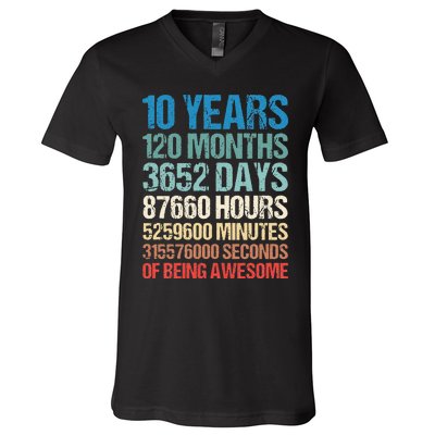 10 Years 120 Months Of Being Awesome 10th Birthday Gifts V-Neck T-Shirt