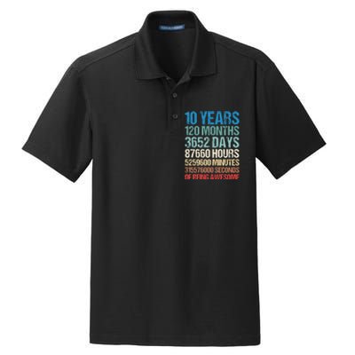 10 Years 120 Months Of Being Awesome 10th Birthday Gifts Dry Zone Grid Polo