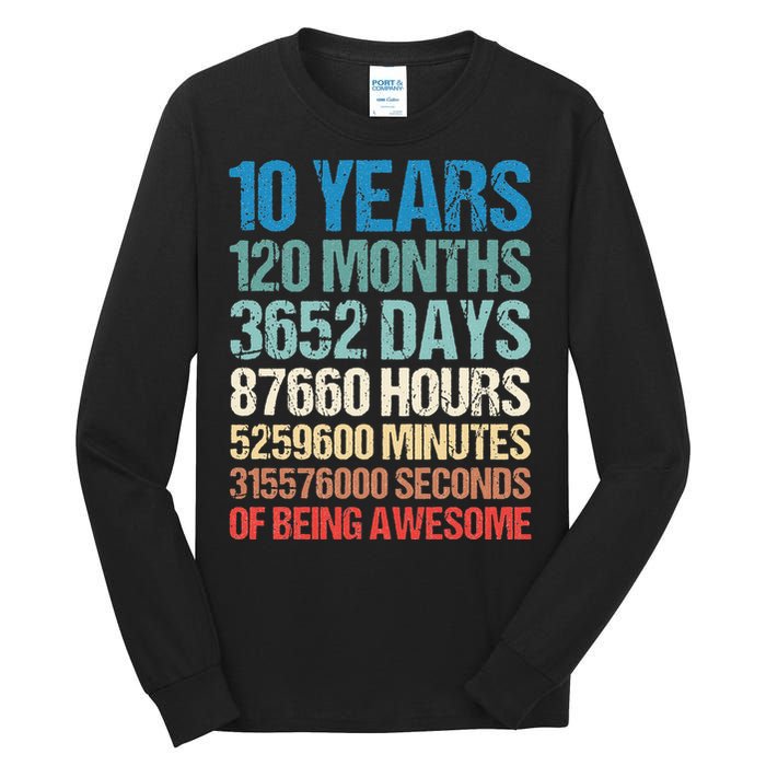 10 Years 120 Months Of Being Awesome 10th Birthday Gifts Tall Long Sleeve T-Shirt